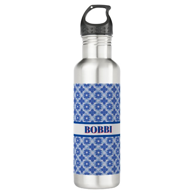 BLUE SIMPLE GEOMETRIC PATTERN 710 ML WATER BOTTLE (Front)