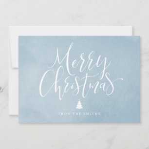 Blue simple handwritten calligraphy Christmas Holiday Card