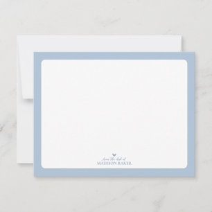 Blue Simple Heart Personalized Stationery Card