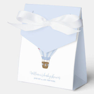 Blue Simple Minimal Hot Air Balloon Baby Shower Favor Box
