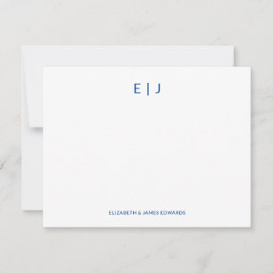 Blue Simple Minimalist Couple Initials Card