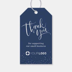 Blue Simple Modern calligraphy business thank you Gift Tags