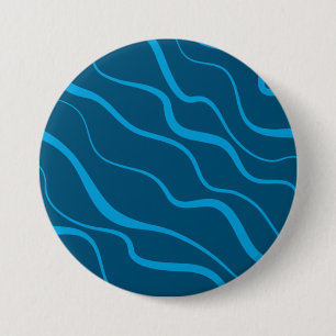 Blue, simple, modern, cool wave abstraction 3 inch round button