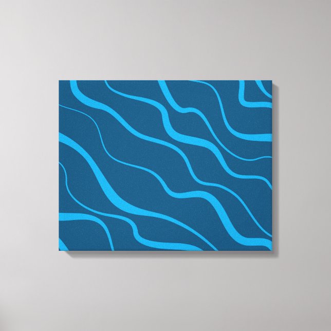 Blue, simple, modern, cool wave abstraction canvas print (Front)