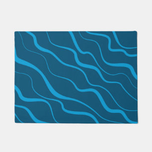 Blue, simple, modern, cool wave abstraction doormat