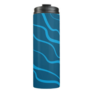 Blue, simple, modern, cool wave abstraction thermal tumbler