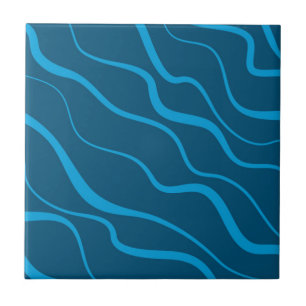 Blue, simple, modern, cool wave abstraction tile