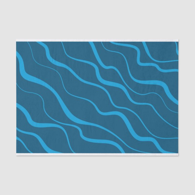 Blue, simple, modern, cool wave abstraction tissue paper (Front)