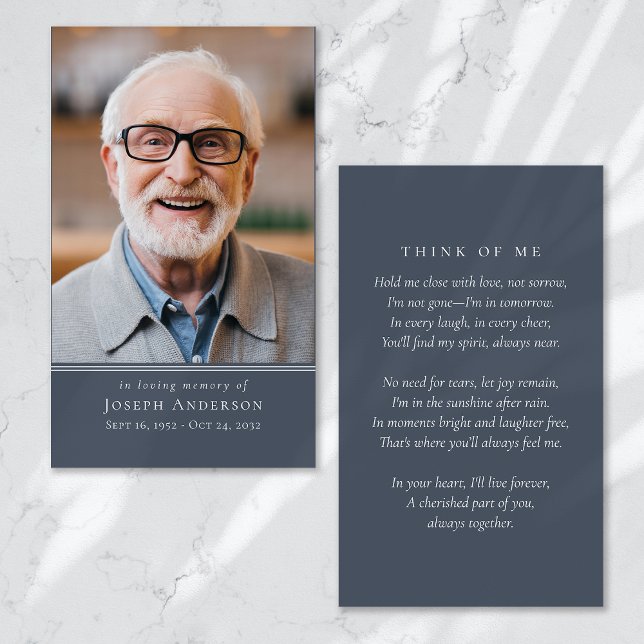 Blue Simple Modern Photo Funeral Prayer Card (Creator Uploaded)