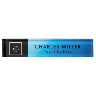 Blue Simple Modern Professional business logo Nameplate