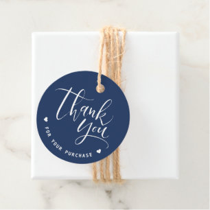 Blue Simple Modern Script Business Thank You Favour Tags