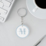 Blue Simple Monogram Personalized Keychain<br><div class="desc">Add a touch of modern elegance to your everyday essentials with this chic blue monogram keys lanyard. Featuring a simple, minimalist design with a stylish calligraphy script and bold typography, this lanyard is the perfect balance of professional and contemporary. Personalize it with your name and initial for a sophisticated, one-of-a-kind...</div>