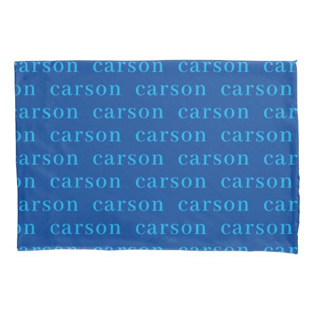 Blue Simple Personalized Repeating Name  Pillowcase (Front)