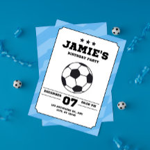 Blue Simple Soccer Kids Birthday Football