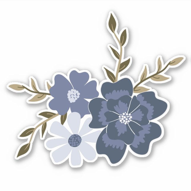 Blue Simple Vine Flowers Botanical (Front)