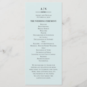 Blue simple wedding. Elegant classic typography Program