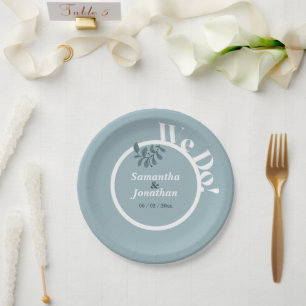 Blue Simple Wedding Paper Plate