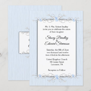 Blue Simplicity Traditional Wedding Invitation