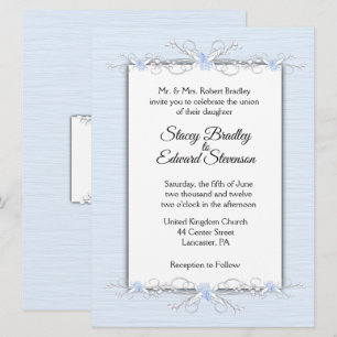 Blue Simplicity Traditional Wedding Invitation