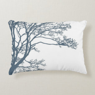 Blue Single Tree Boho Accent Pillow