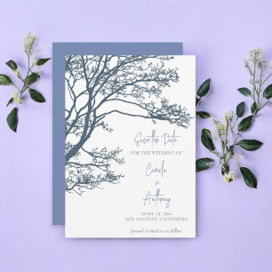 Blue Single Tree Boho Wedding Invitation