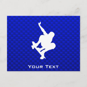 Blue Skateboarding Postcard