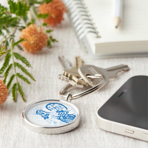 Blue Sketch, abstract Keychain