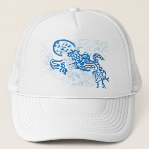 Blue Sketch, abstract Trucker Hat