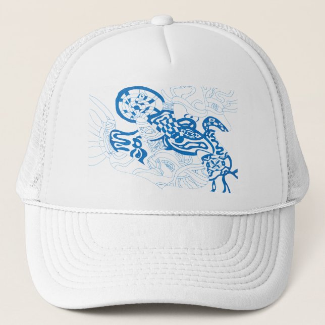 Blue Sketch, abstract Trucker Hat (Front)