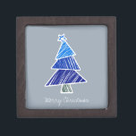 Blue Sketchy Christmas Tree Gift Box<br><div class="desc">Cute,  colourful pattern with scribbled christmas trees. Perfect Christmas gift.</div>