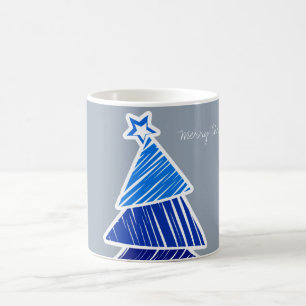 Blue Sketchy Christmas Tree Mug