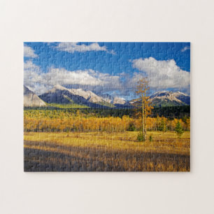Blue skies and clouds above a meadow jigsaw puzzle