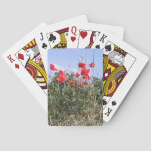 Blue Skies and Red Poppies Playing Cards