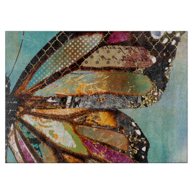 Blue Skies Butterfly Glass Cutting Board (Front)