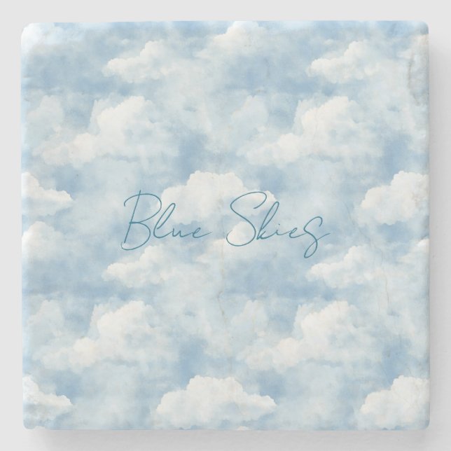 Blue Skies Clouds Stone Coaster (Front)