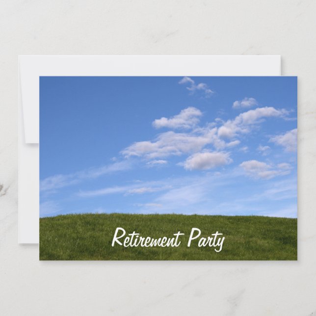 Blue Skies Green Grass Retirement Party Invitation (Front)