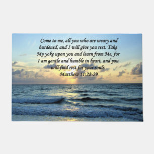 BLUE SKIES MATTHEW 11:28 SUNRISE PHOTO DESIGN DOORMAT