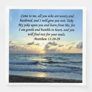BLUE SKIES MATTHEW 11:28 SUNRISE PHOTO DESIGN NAPKIN