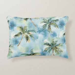 Blue Skies Tropical Island Palm Trees   Accent Pillow