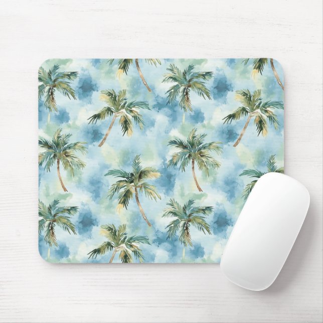 Blue Skies Tropical Island Palm Trees   Mouse Pad (With Mouse)