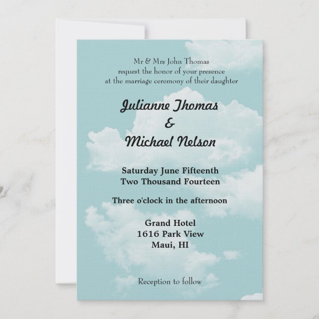 Blue Skies Wedding Invitation (Front)
