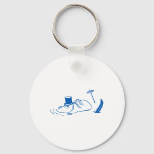 Blue Skiing Moominpappa Stuck In Snow Winter Games Keychain