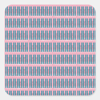 Blue skis on pink square sticker