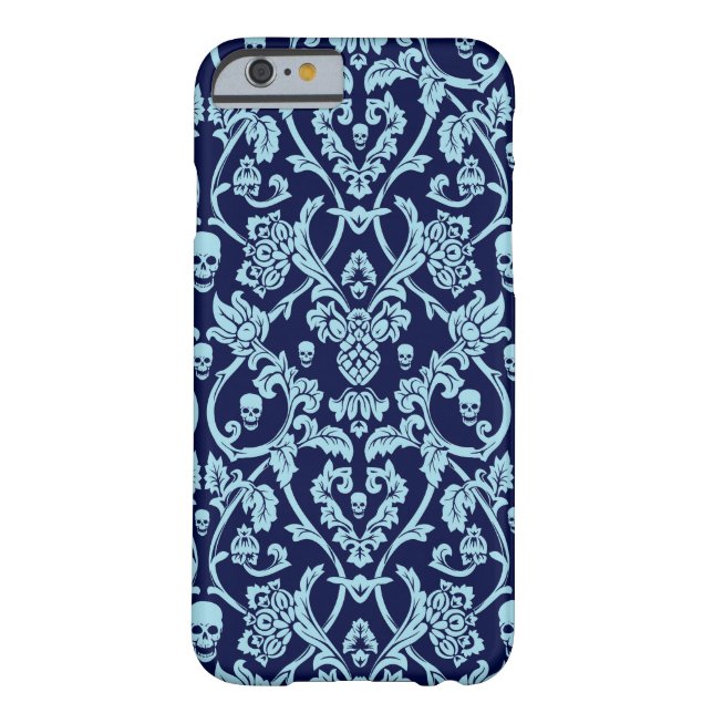 Blue skull damask pattern Case-Mate iPhone case (Back)