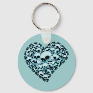 Blue Skull Heart Keychain