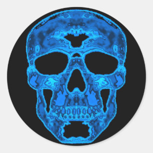 Blue Skull Horror Mask Classic Round Sticker