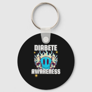Blue Skull Smile Face Diabete Month Awareness For Keychain