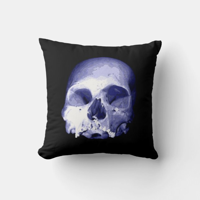 Blue Skull  Throw Pillow (Front)