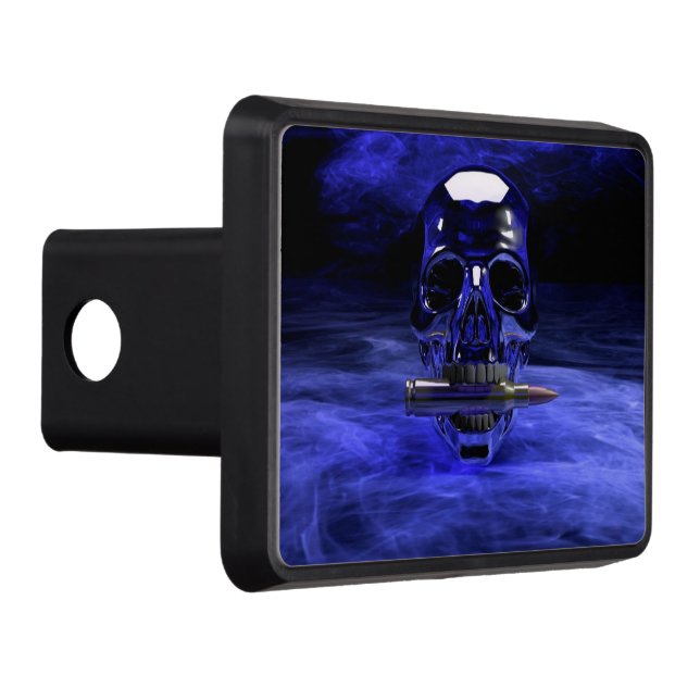 Blue Skull Trailer Hitch Cover (Right)