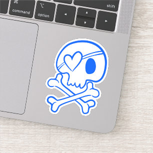 Blue Skull with Heart-Shaped Eyepatch